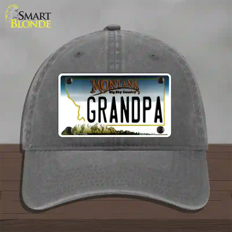 Grandpa Montana State Novelty License Plate Hat Unconstructed Cotton / Charcoal