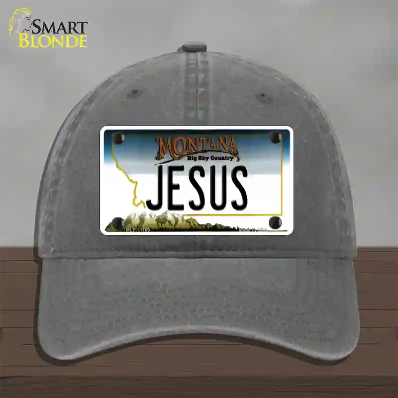 Jesus Montana State Novelty License Plate Hat Unconstructed Cotton / Charcoal