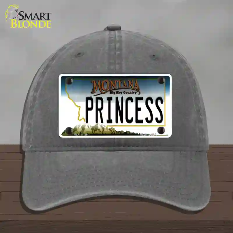 Princess Montana State Novelty License Plate Hat Unconstructed Cotton / Charcoal