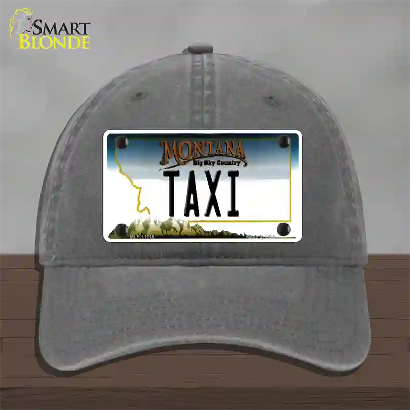 Taxi Montana State Novelty License Plate Hat Unconstructed Cotton / Charcoal