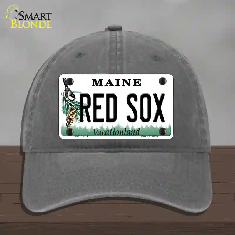 Red Sox Maine Novelty License Plate Hat Unconstructed Cotton / Charcoal