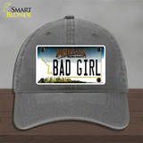 Bad Girl Montana State Novelty License Plate Hat Unconstructed Cotton / Charcoal