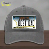 Best Dad Montana State Novelty License Plate Hat Unconstructed Cotton / Charcoal