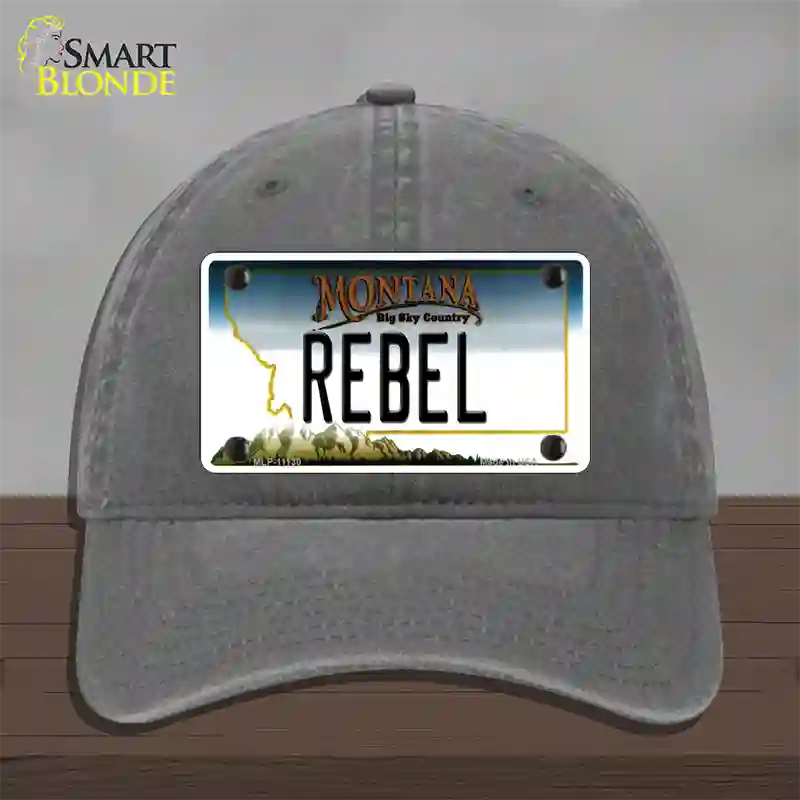 Rebel Montana State Novelty License Plate Hat Unconstructed Cotton / Charcoal