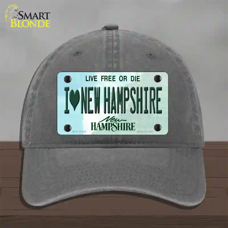 I Love New Hampshire State Novelty License Plate Hat Unconstructed Cotton / Charcoal