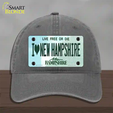 I Love New Hampshire State Novelty License Plate Hat Unconstructed Cotton / Charcoal