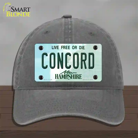 Concord New Hampshire State Novelty License Plate Hat Unconstructed Cotton / Charcoal