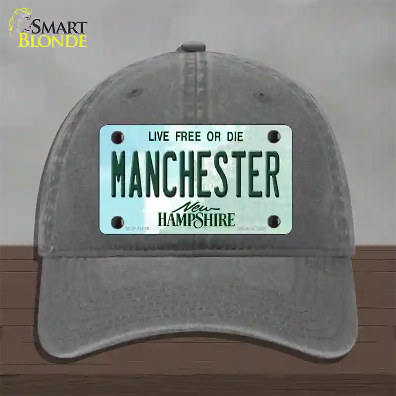 Manchester New Hampshire State Novelty License Plate Hat Unconstructed Cotton / Charcoal