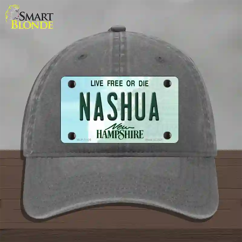 Nashua New Hampshire State Novelty License Plate Hat Unconstructed Cotton / Charcoal