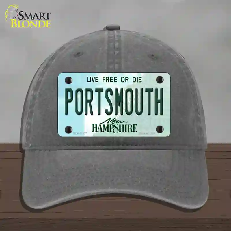 Portsmouth New Hampshire State Novelty License Plate Hat Unconstructed Cotton / Charcoal