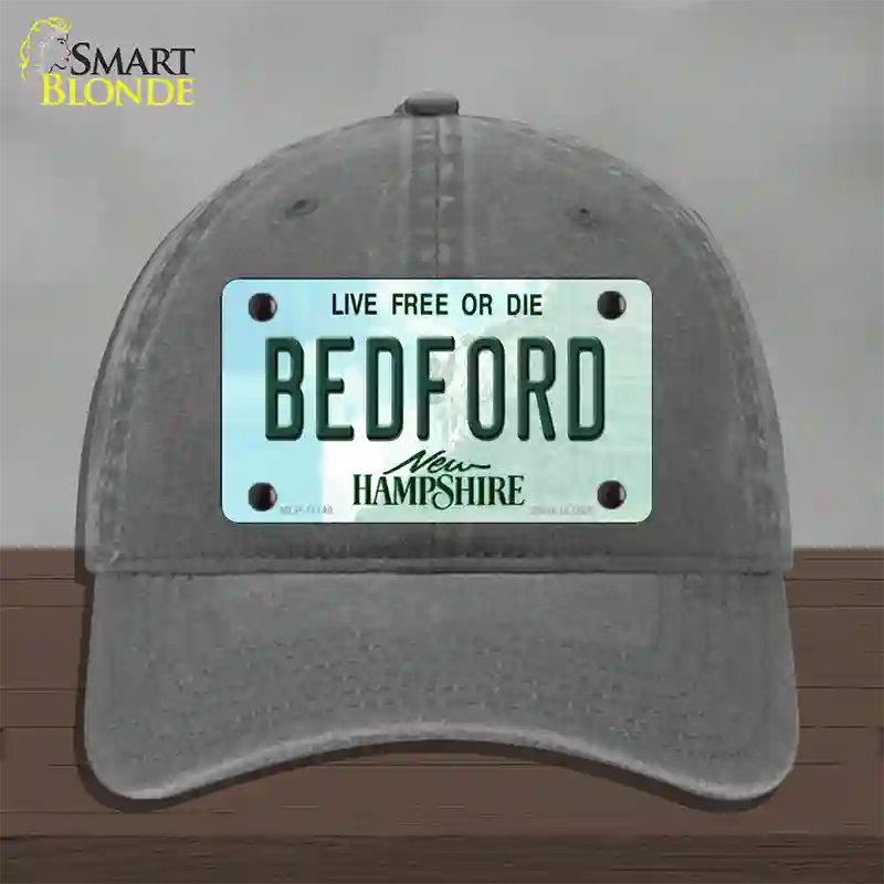 Bedford New Hampshire State Novelty License Plate Hat Unconstructed Cotton / Charcoal