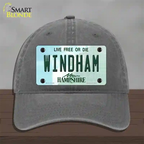 Windham New Hampshire State Novelty License Plate Hat Unconstructed Cotton / Charcoal