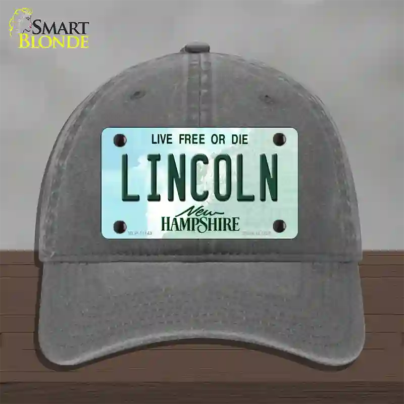 Lincoln New Hampshire State Novelty License Plate Hat Unconstructed Cotton / Charcoal