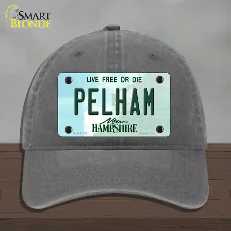 Pelham New Hampshire State Novelty License Plate Hat Unconstructed Cotton / Charcoal