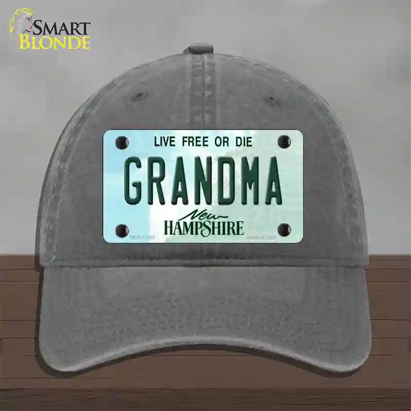 Grandma New Hampshire State Novelty License Plate Hat Unconstructed Cotton / Charcoal