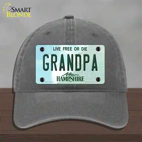 Grandpa New Hampshire State Novelty License Plate Hat Unconstructed Cotton / Charcoal