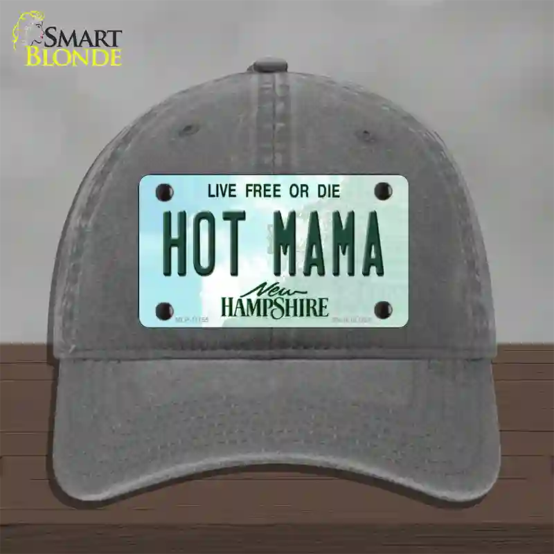 Hot Mama New Hampshire State Novelty License Plate Hat Unconstructed Cotton / Charcoal