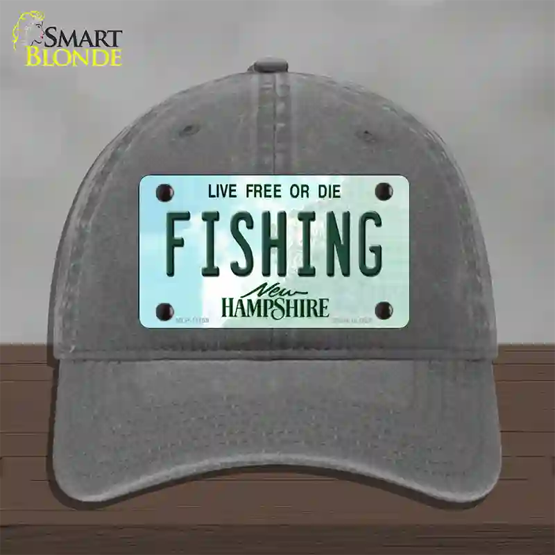 Fishing New Hampshire State Novelty License Plate Hat Unconstructed Cotton / Charcoal