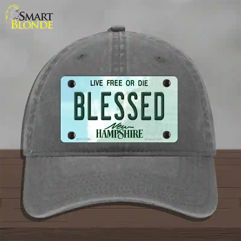 Blessed New Hampshire State Novelty License Plate Hat Unconstructed Cotton / Charcoal