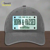 Born and Raised New Hampshire State Novelty License Plate Hat Unconstructed Cotton / Charcoal