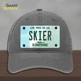 Skier New Hampshire State Novelty License Plate Hat Unconstructed Cotton / Charcoal