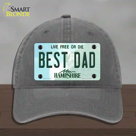 Best Dad New Hampshire State Novelty License Plate Hat Unconstructed Cotton / Charcoal