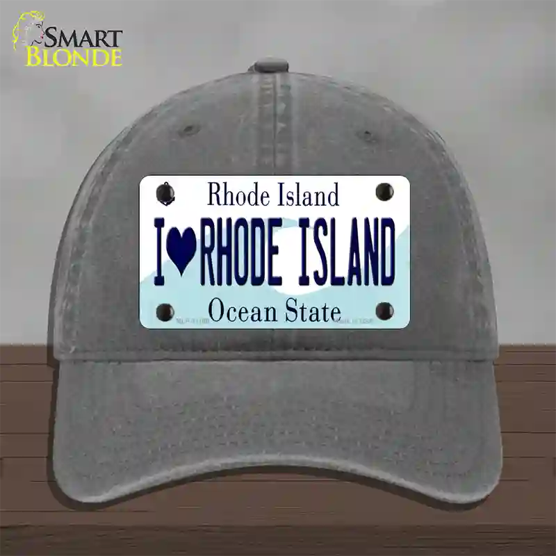 I Love Rhode Island State Novelty License Plate Hat Unconstructed Cotton / Charcoal