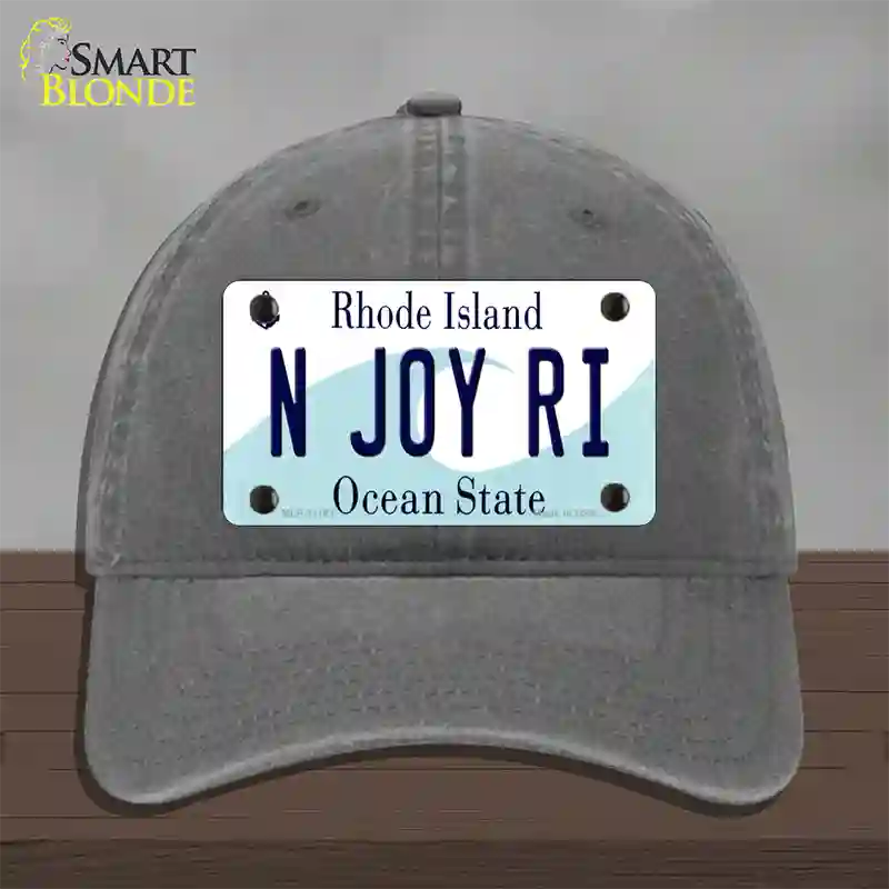 N Joy RI Rhode Island State Novelty License Plate Hat Unconstructed Cotton / Charcoal