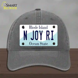 N Joy RI Rhode Island State Novelty License Plate Hat Unconstructed Cotton / Charcoal