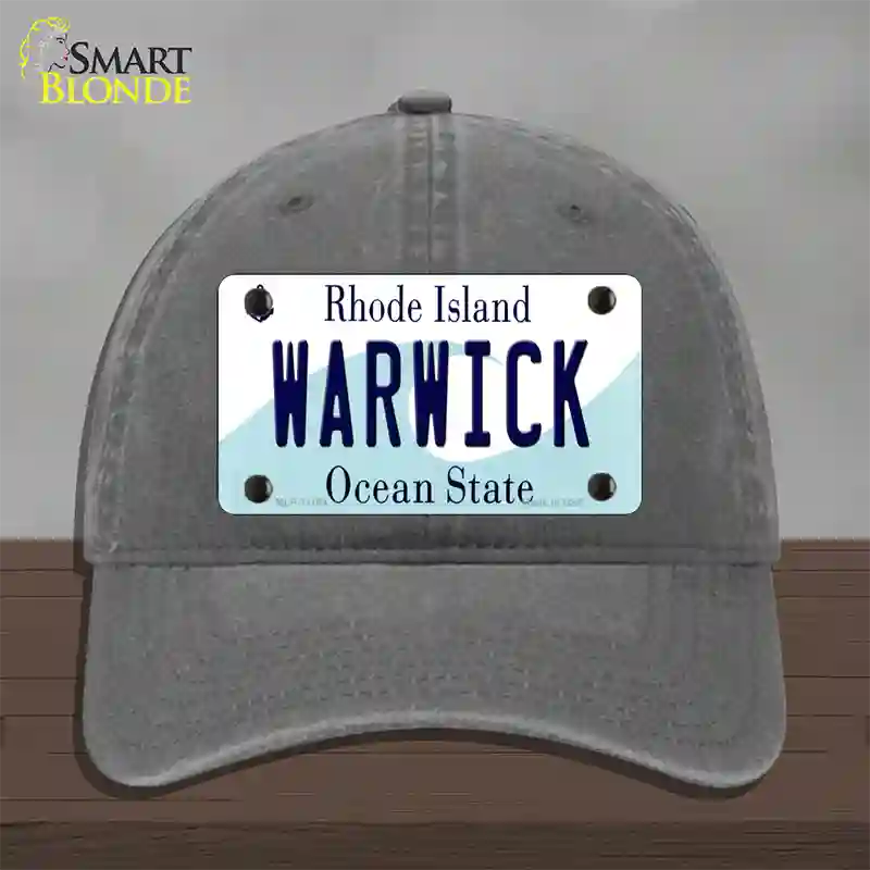 Warwick Rhode Island State Novelty License Plate Hat Unconstructed Cotton / Charcoal