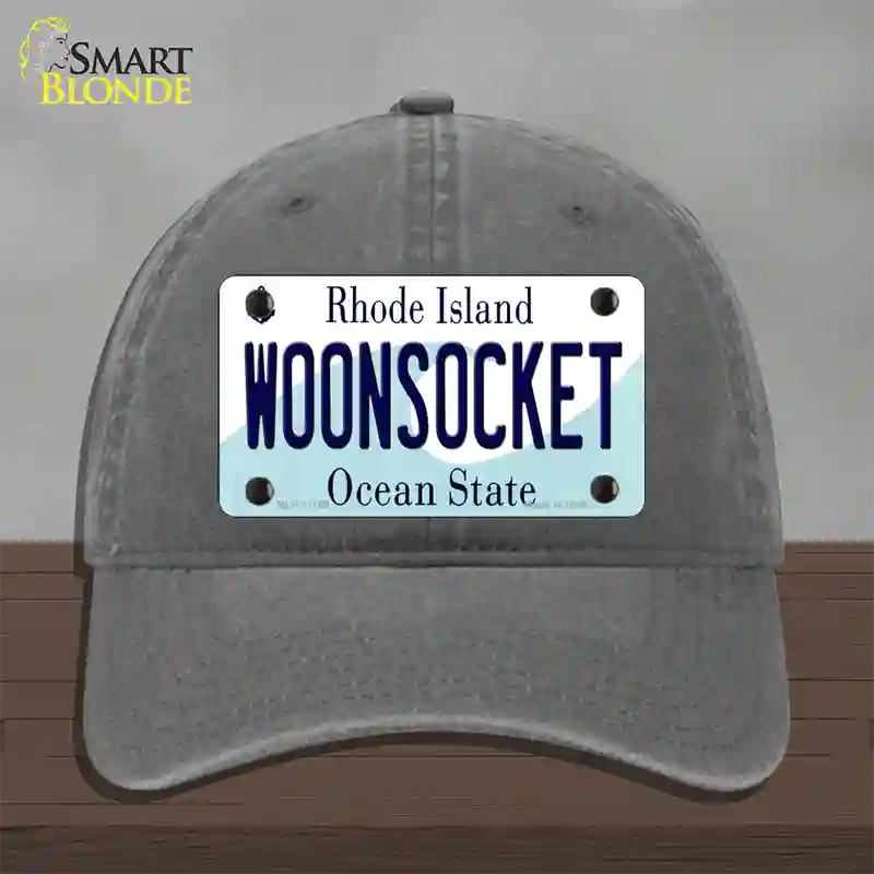 Woonsocket Rhode Island State Novelty License Plate Hat Unconstructed Cotton / Charcoal