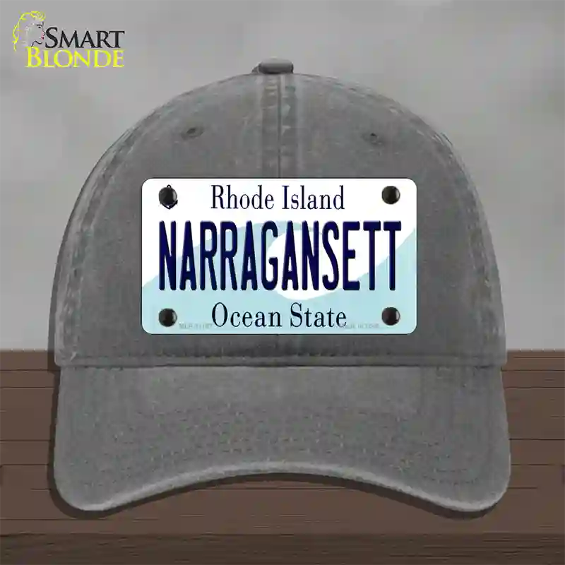 Narragansett Rhode Island State Novelty License Plate Hat Unconstructed Cotton / Charcoal