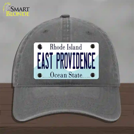 East Providence Rhode Island State Novelty License Plate Hat Unconstructed Cotton / Charcoal