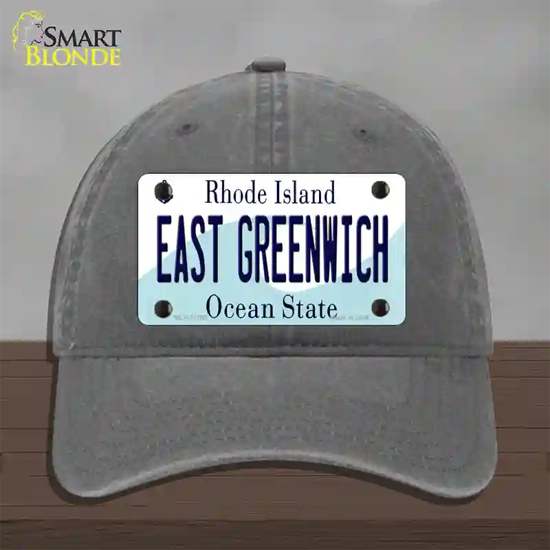 East Greenwich Rhode Island State Novelty License Plate Hat Unconstructed Cotton / Charcoal