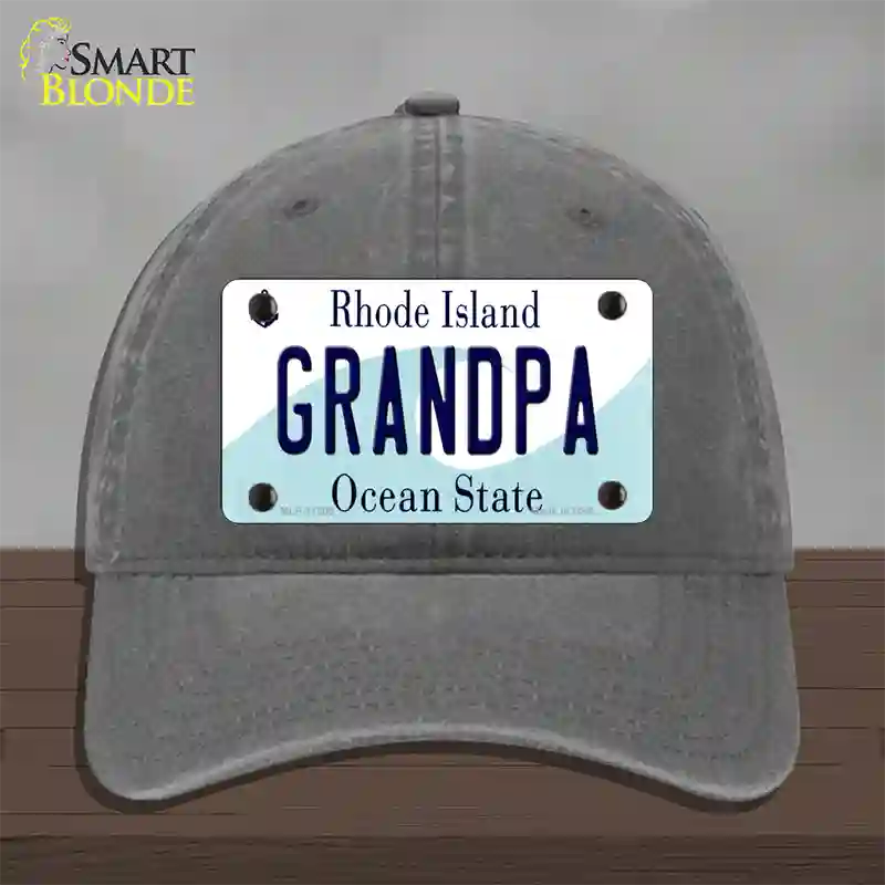 Grandpa Rhode Island State Novelty License Plate Hat Unconstructed Cotton / Charcoal