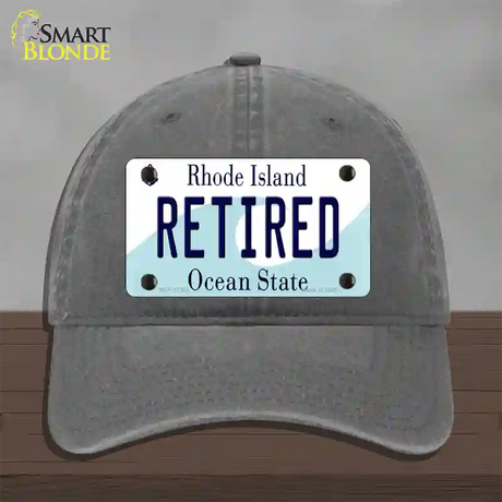 Retired Rhode Island State Novelty License Plate Hat Unconstructed Cotton / Charcoal