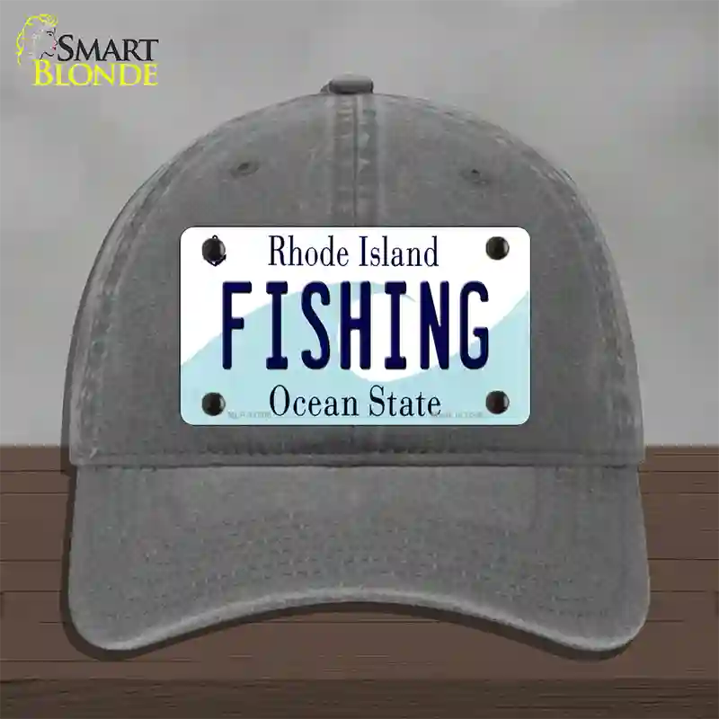 Fishing Rhode Island State Novelty License Plate Hat Unconstructed Cotton / Charcoal