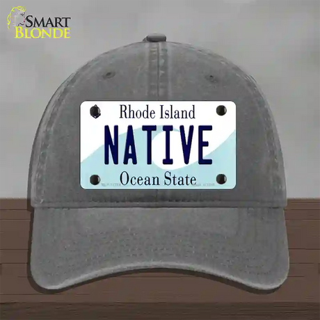 Native Rhode Island State Novelty License Plate Hat Unconstructed Cotton / Charcoal