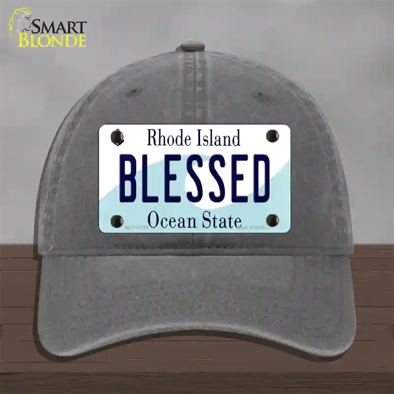 Blessed Rhode Island State Novelty License Plate Hat Unconstructed Cotton / Charcoal