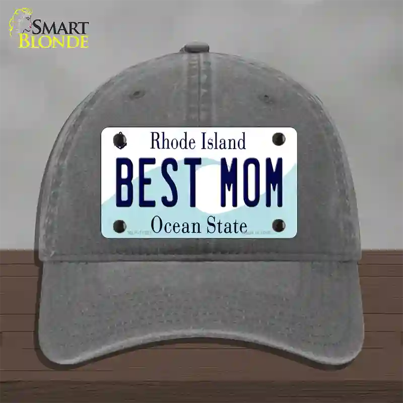 Best Mom Rhode Island State Novelty License Plate Hat Unconstructed Cotton / Charcoal