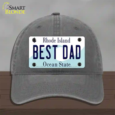 Best Dad Rhode Island State Novelty License Plate Hat Unconstructed Cotton / Charcoal