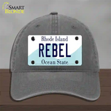 Rebel Rhode Island State Novelty License Plate Hat Unconstructed Cotton / Charcoal