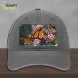 Butterfly Monarch On Flower Novelty License Plate Hat Unconstructed Cotton / Charcoal