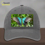 Butterfly Blue and Black Novelty License Plate Hat Unconstructed Cotton / Charcoal