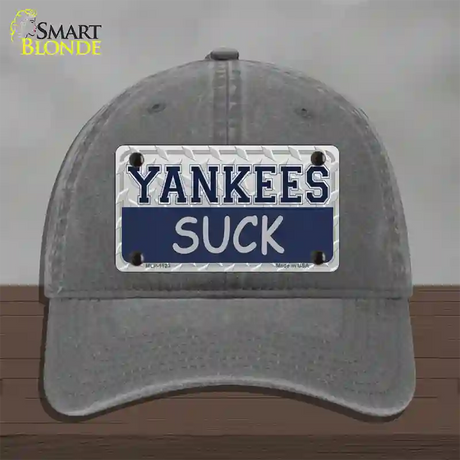 Yankees Suck Novelty License Plate Hat Unconstructed Cotton / Charcoal