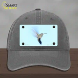 Hummingbird In Flight, Blue Novelty License Plate Hat Unconstructed Cotton / Charcoal