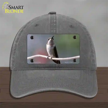 Hummingbird Perched On Branch Novelty License Plate Hat Unconstructed Cotton / Charcoal