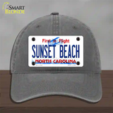 Sunset Beach North Carolina State Novelty License Plate Hat Unconstructed Cotton / Charcoal