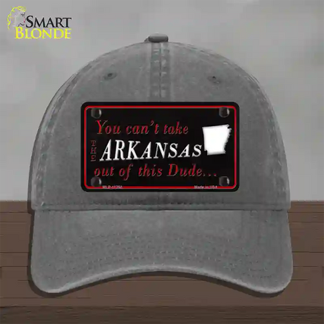 Arkansas Dude Novelty License Plate Hat Unconstructed Cotton / Charcoal