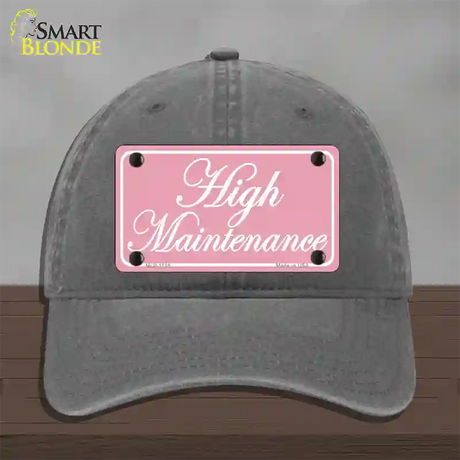 High Maintenance Novelty License Plate Hat Unconstructed Cotton / Charcoal